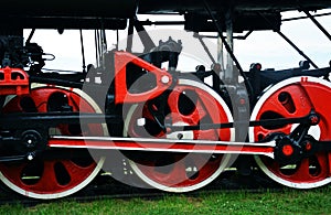 Wheels of an old wagon. Photo Image