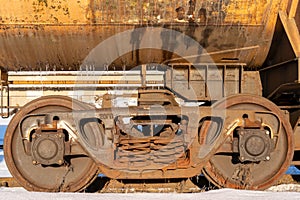 Wheels of a railway train