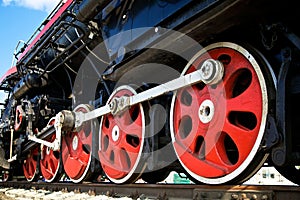 Wheels of steam locomotive