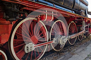 Wheels of steam locomotive