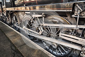 Wheels of a steam train