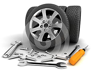 Wheels and Tools. Car service