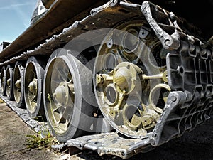 Wheels and tracks of a tank of the second world war