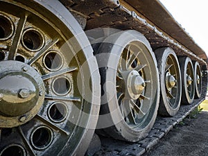 Wheels and tracks of a tank of the second world war