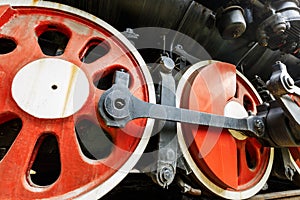 Wheels of vintage steam train