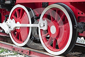 Wheelset, wheels of old steam locomotives. a pair of wheels. retro locomotives. vintage