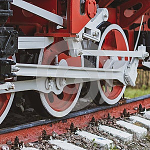 Wheelset, wheels of old steam locomotives. a pair of wheels. retro locomotives. vintage