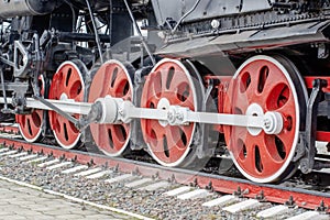 Wheelset, wheels of old steam locomotives. a pair of wheels. retro locomotives. vintage