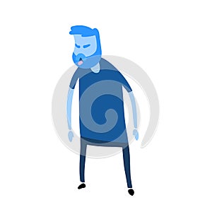 Wheezing, coughing man. Signs of sickness. Flat vector illustration. Isolated on white background.