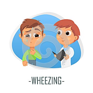 Wheezing medical concept. Vector illustration.