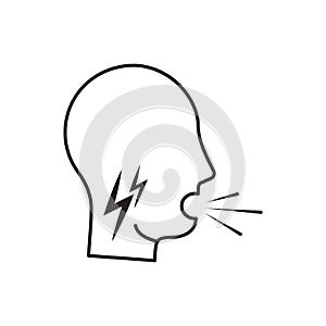 Wheezing thin line icon. Asthma symptom