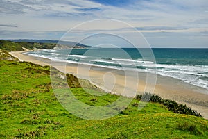 Where the Anatori river flows into the ocean. New Zealand, South Island