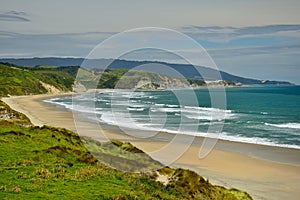 Where the Anatori river flows into the ocean. New Zealand, South Island