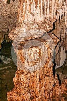Where stalactites and stalagmites join together