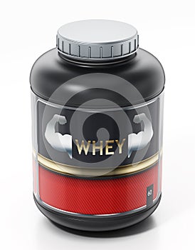 Whey protein isolated on white background. 3D illustration