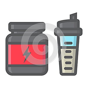 Whey protein with shaker filled outline icon