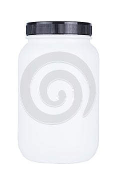 Whey white container empty design label isolated with clippingpath.