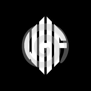 WHF circle letter logo design with circle and ellipse shape. WHF ellipse letters with typographic style. The three initials form a