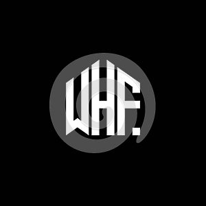 WHF letter logo design on BLACK background. WHF creative initials letter logo concept. WHF letter design