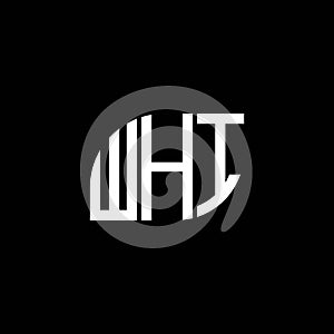 WHI letter logo design on black background. WHI creative initials letter logo concept. WHI letter design.WHI letter logo design on