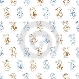 Whimsical Bedtime Bear Buddies Vector Seamless Pattern