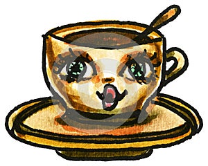 Whimsical Big Eyed hot drink