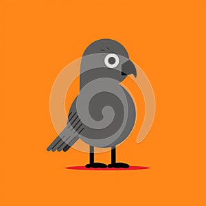 Whimsical Bird Vector Illustration On Orange Background