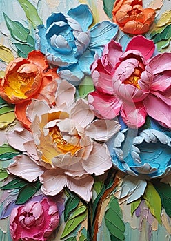Whimsical Blooms: A Playful Impasto Flower Painting with a Unique Twist