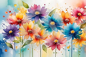 Whimsical Blur: Abstract Watercolor Painting Featuring a Blur of Flowers with Undefined Edges, Multiple Layers of Tranquil