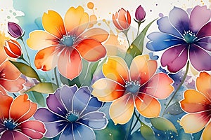 Whimsical Blur: Abstract Watercolor Painting Featuring a Blur of Flowers with Undefined Edges, Multiple Layers of Tranquil