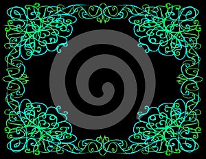 Whimsical Border, Black Background