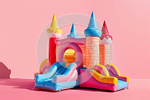 Whimsical Bounce Magical Castle Slide on Pink