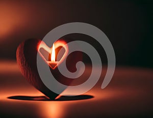 Whimsical candlestick with lit candle inside, dark background, AI generated