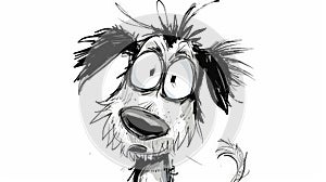 Whimsical Canine Chaos: Frazzled Ink Cartoon Dog