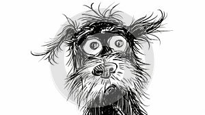 Whimsical Canine Chaos: Frazzled Ink Cartoon Dog