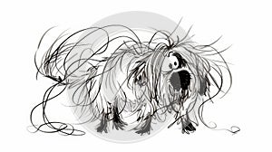 Whimsical Canine Chaos: Frazzled Ink Cartoon Dog