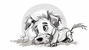 Whimsical Canine Chaos: Frazzled Ink Cartoon Dog