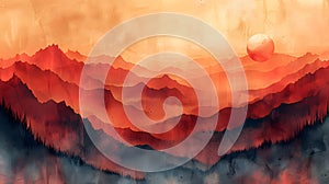 Whimsical Canvas: Dreamy Sunset Sky with Abstract Earth Tones