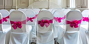 Whimsical Chairs Adorned With Pink Bows. Generative AI