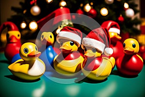 Whimsical Christmas Character Rubber Ducks for Bathtime Fun.AI Generated