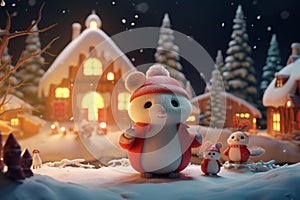 Whimsical Christmas scenes with animals engaging