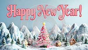 Whimsical Christmas Village - New Year Greeting Card with Snowy Charm and Festive Magic photo