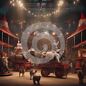 A whimsical circus with mechanical animals and acrobats1