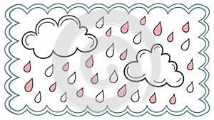 Whimsical Clouds and Raindrops Pattern Background, vector design Generative AI