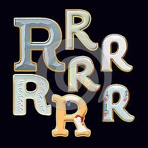 Whimsical collection of a various R letter in a fusion style.