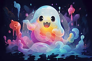 Whimsical Colorful cute ghost. Generate Ai