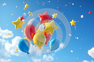 Whimsical and colorful starshaped balloons