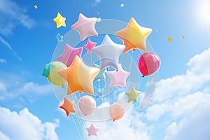 Whimsical and colorful starshaped balloons