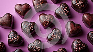 Whimsical Confections, A Delightful Assortment of Heart-Shaped Chocolates Adorned With Sprinkles