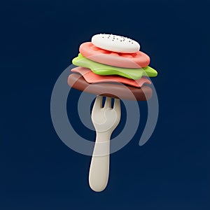 Stylized Burger on a Fork